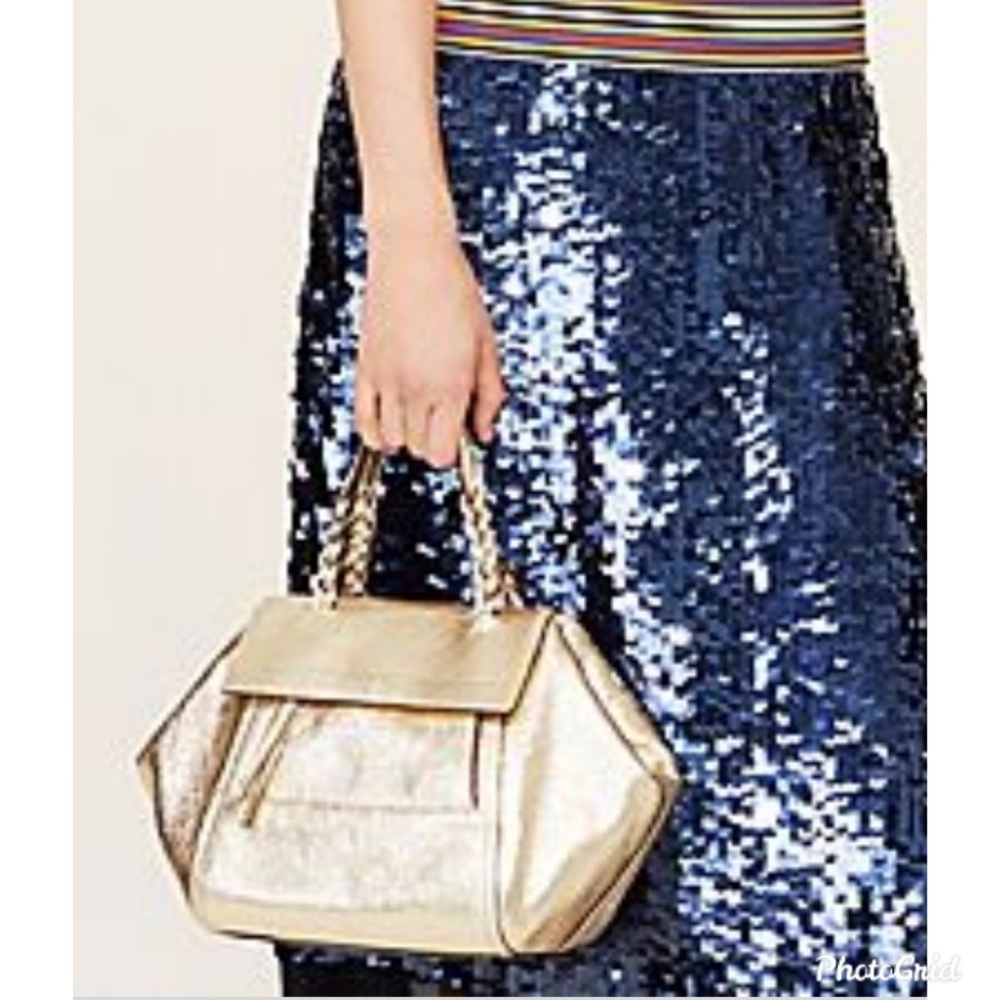 Tory Burch Metallic Small Half Moon Satchel